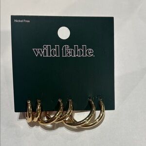 Wild Fable Shiny Gold Earrings Set of 3 pairs new casual old money quite luxury